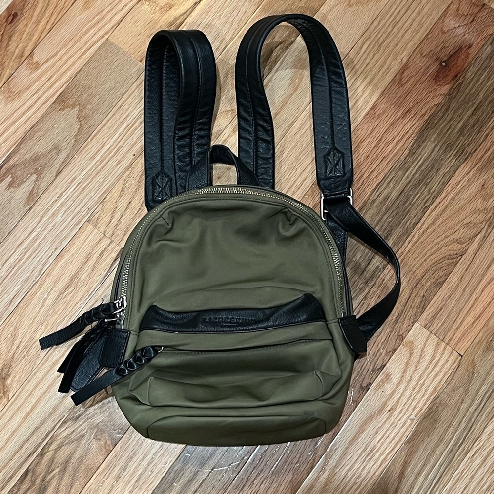 Liebeskind Small Olive Green Backpack Nylon with Adjustable Straps